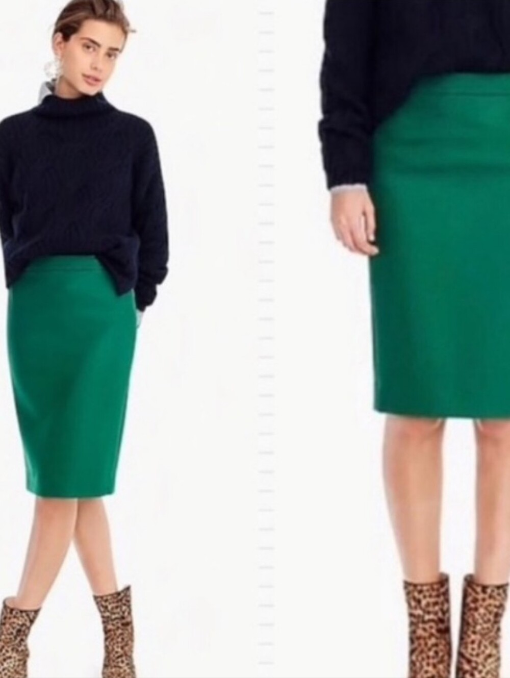J. Crew Classic Emerald Green Cotton No.2 Pencil Skirt Size 2